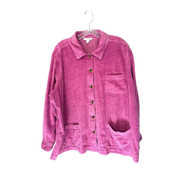 Appleseed Women's Corduroy Shirt Jacket Button Up Plus Pink Cabin Size 2X - Picture 1 of 11